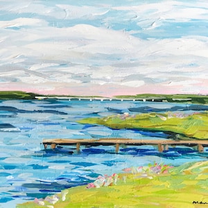 PRINT of Marsh on Paper or Canvas, &quot;Distant Bridge 2&quot;