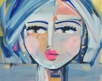 Abstract Portrait PRINT, medium, SQUARE, woman portrait, Abstract Girl, paper OR canvas