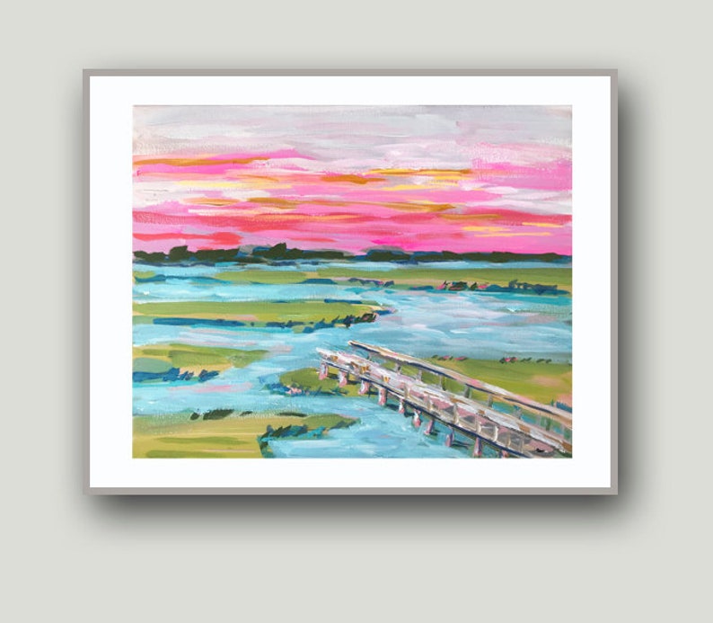 PRINT on Paper or Canvas, Marsh before Nightfall image 5