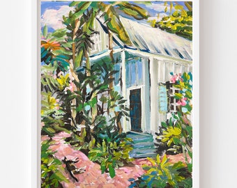 Florida PRINT en papel o lienzo, "Key West Cottage"
