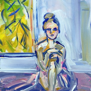 Figure Print on Paper or Canvas, &quot;Pink Towel&quot;