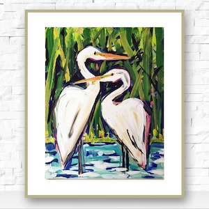 PRINT on Paper or Canvas, "Steady Egrets"
