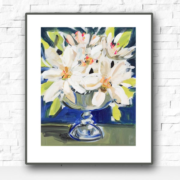 Flower PRINT on Paper or Canvas, "Magnolias and Peonies"