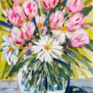 PRINT on Paper or Canvas, &quot;Tulips & Daisies&quot;