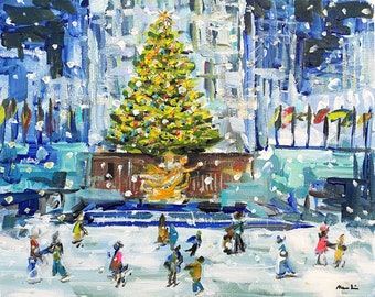 PRINT on Paper or Canvas, "New York Skating"