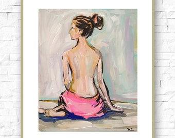 PRINT on Paper or Canvas, "Girl, Pink"
