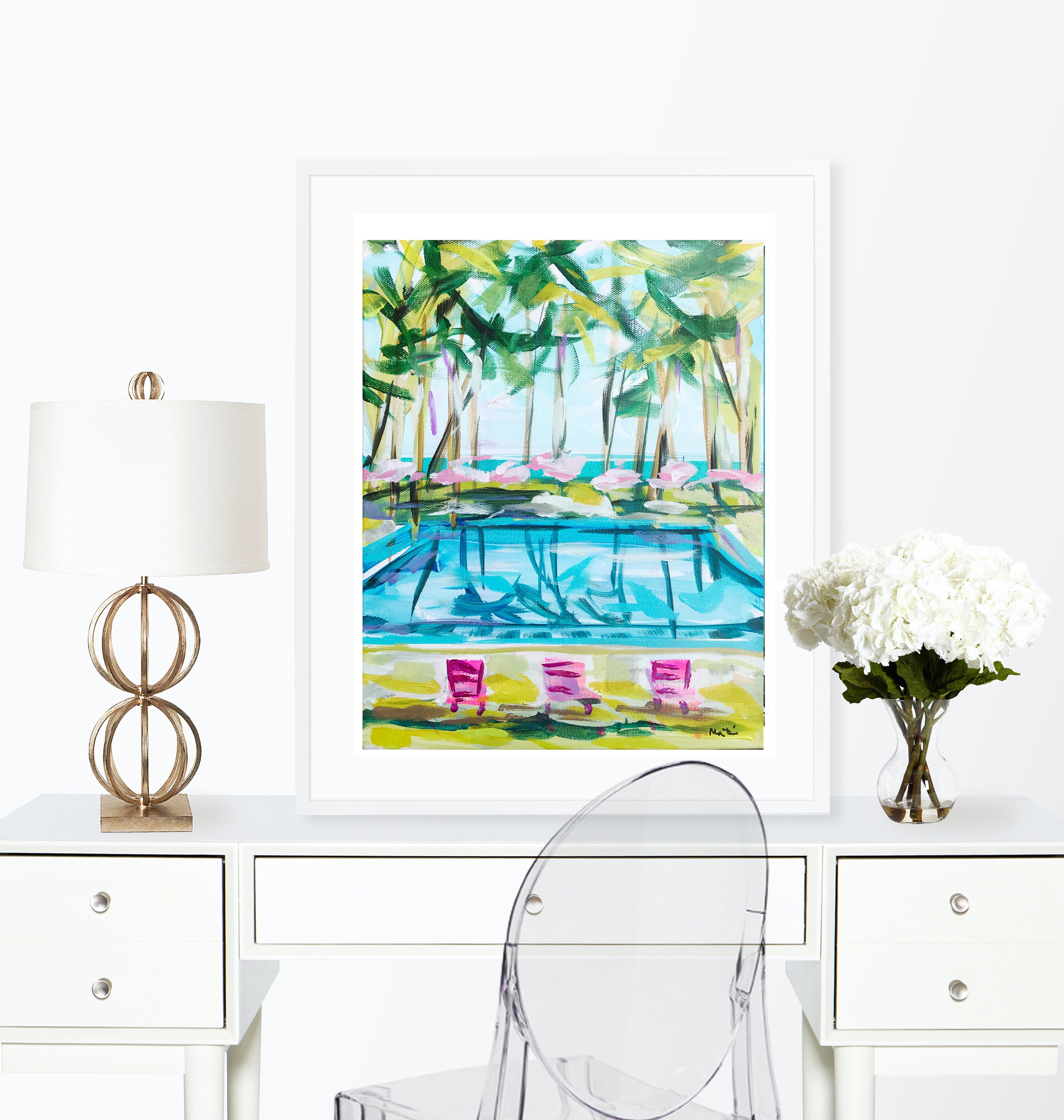 Pool Parlor Print PRINT on Paper or Canvas