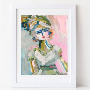 Abstract Figure PRINT, 5x7, 8x10, 11x14, 16x20, 24x30 Girl in Dress, woman art, canvas or paper image 3