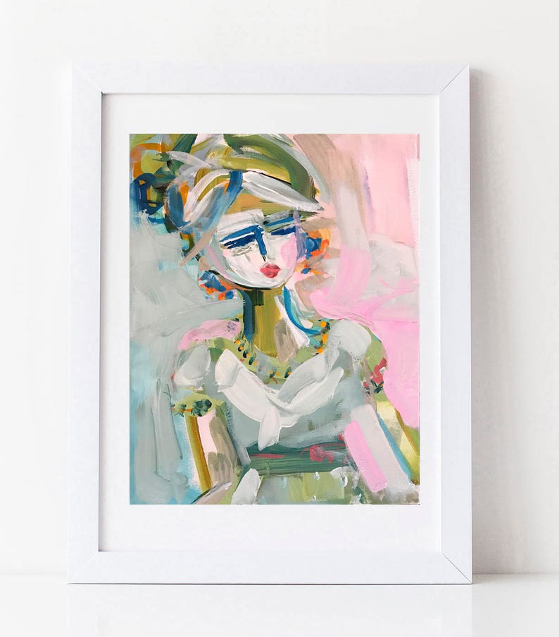 Abstract Figure PRINT, 5x7, 8x10, 11x14, 16x20, 24x30 Girl in Dress, woman art, canvas or paper image 3