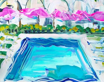 PRINT on Paper/Canvas, "Resort Pool"