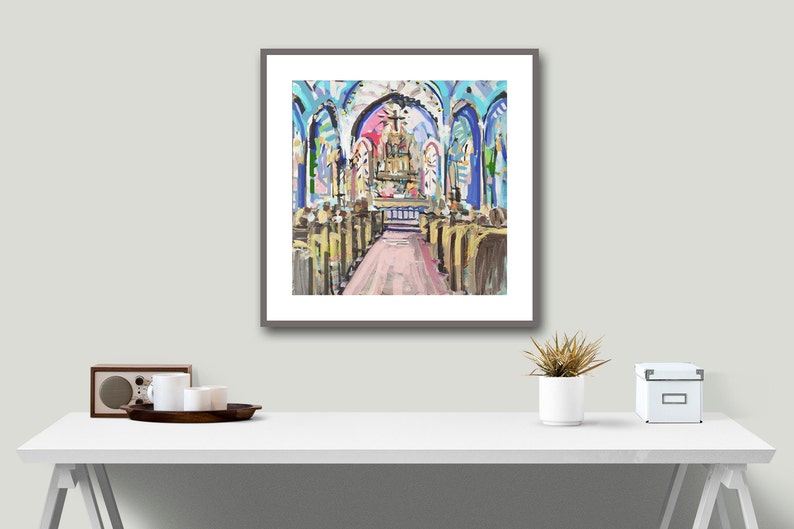 PRINT of Church Interior on Paper or Canvas, Church 2 image 2