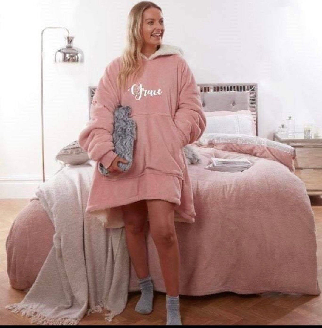 Personalised Oversized Hoodie Blanket Sherpa Giant Hooded Etsy UK