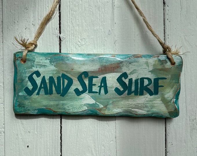 Beach Sign * sand sea surf sign * wooden sign * Handmade in Wales *