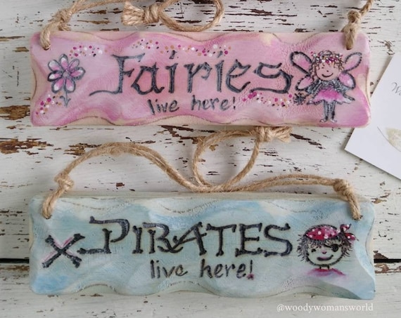 Childrens Room Sign *  Fairy Sign * Pirate Sign * Wooden Sign * Personalised Sign