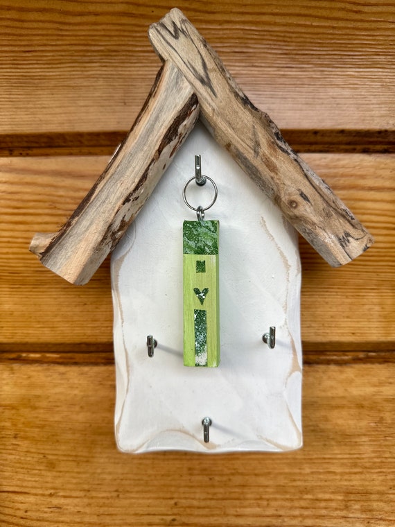 Driftwood and wooden Key Holder * key Rack  key holder & key ring * House shaped key rack