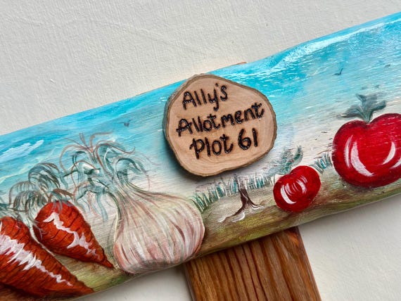 REVAMP of Existing Signs * Hand Painted Allotment Garden Sign: Personalized Wooden Plot Number Plaque