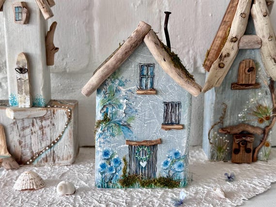 Wooden Cottage * Driftwood Cottage * Wooden Flower House *Handmade in Wales