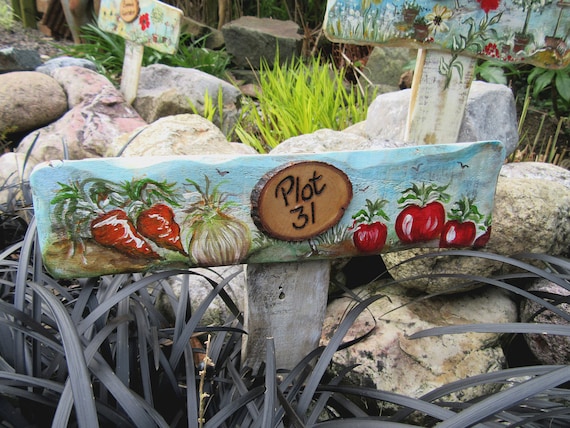 Allotment Garden sign* Personalised  wooden plaque * PLOT Number sign * Hand painted  Custom made Sign