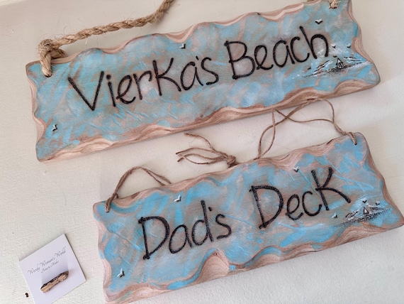 Personalized Beach style sign : Handmade Wooden Coastal Decor