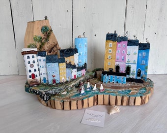 Wooden sculpture * Driftwood  Art  * Driftwood Cottage Sculpture * Wooden Cottages * Hand Made in Wales * Tenby Landscape