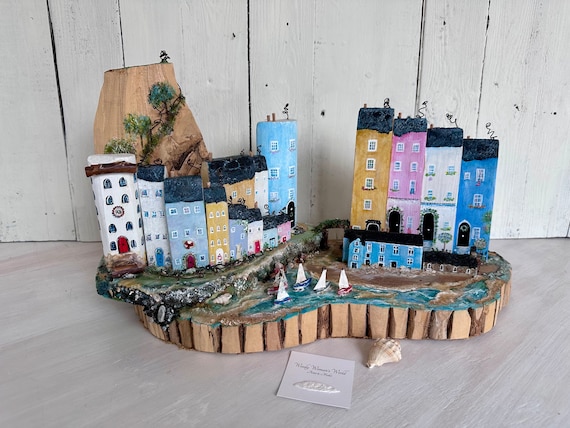 Wooden sculpture * Driftwood  Art  * Driftwood Cottage Sculpture * Wooden Cottages * Hand Made in Wales * Tenby Landscape