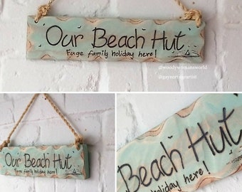 Personalised Sign * Wooden Gift * Beach Hut Sign * Illustrated Sign * Handmade in Wales