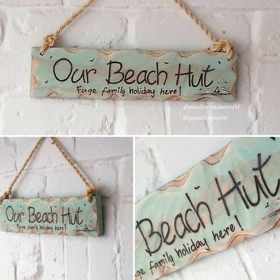 Personalised Sign * Wooden Gift * Beach Hut Sign * Illustrated Sign * Handmade in Wales