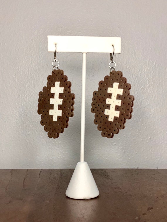 Football earrings perler/fuse beads Etsy