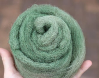 25g packs ready to spin or felt. all plant dyed light sage khaki olive green Spring Fern dyed Shetland roving
