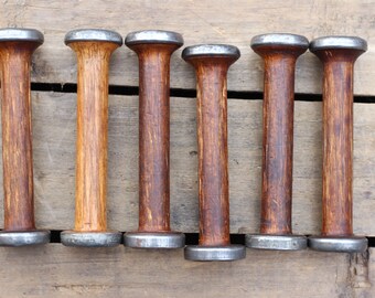 10 x Vintage Wooden Spool//Bobbin Quills From Old Mill