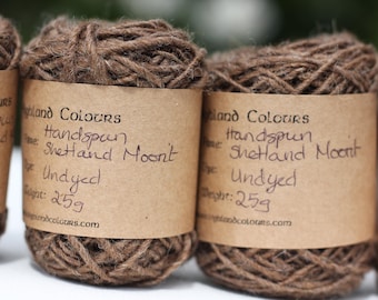 Handspun Shetland moorit undyed yarn single, British grown, navajo type tapestry or rug weaving singles, 25grams