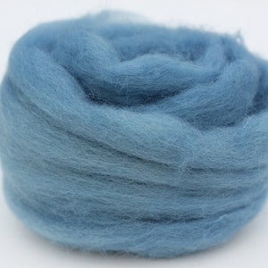 Indigo plant dyed Shetland, British wool,  hand dyed roving tops, for hand spinning or felting, medium denim jeans blue, 25g packs Indigo