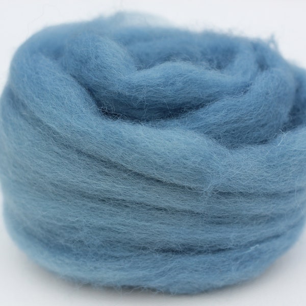 Indigo plant dyed Shetland, British wool,  hand dyed roving tops, for hand spinning or felting, medium denim jeans blue, 25g packs Indigo