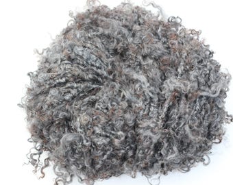 25g Handspun Gotland Lamb lock yarn, silky glossy soft, steel grey, apx 3m / 25g (#2)