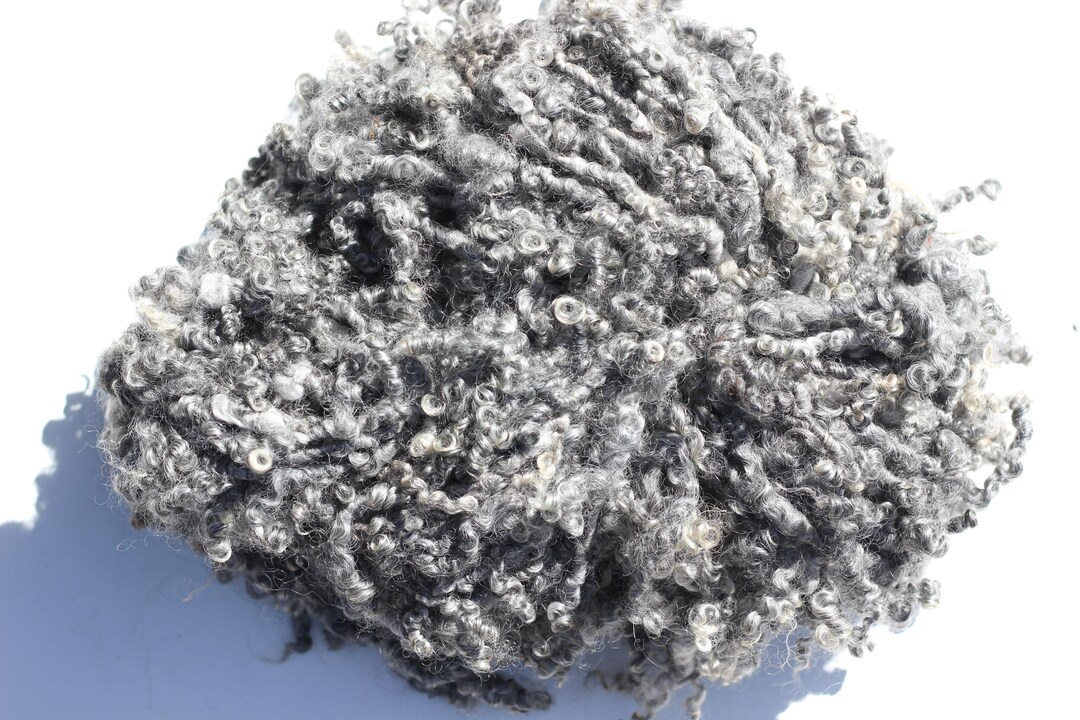 25g Handspun Gotland Lock Yarn, Silky Grey Corkscrews, Apx. 3yds per ...