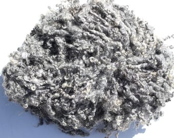 25g Handspun Gotland lock yarn, silky grey corkscrews, apx. 3yds per 25g