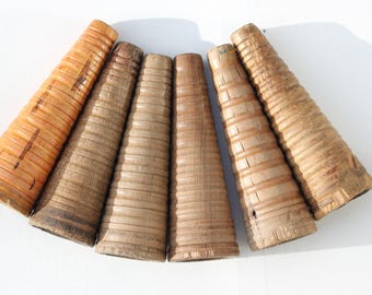 Vintage antique wooden cone bobbins, 7"