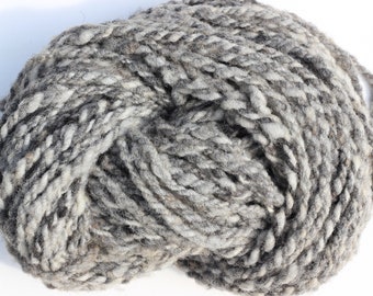 Handspun Blue Texel raw spun fleece, super chunky greys, 2 ply rug yarn, 25g / apx. 5yds