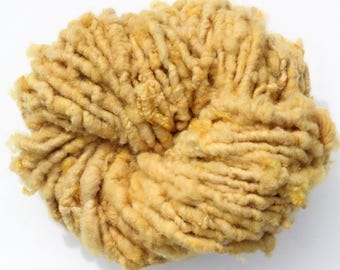 50g Handspun Shetland, Onion skin plant dyed natural vibrant pumpkin orange yellow, apx. 5 yd / 4.5 m