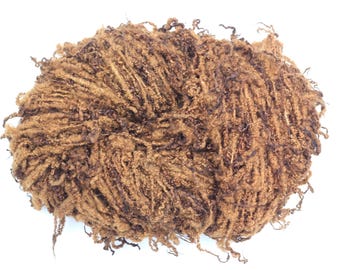 25g Handspun walnut plant dyed Bluefaced leicester yarn, dark chestnut brown apx. 4m (4.5yards)