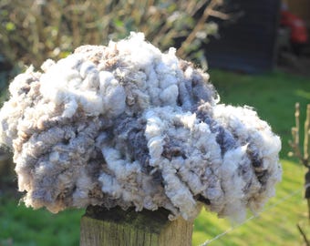 500g SALE Handspun Shetland super-bulky peg loom rug weaving yarn, light greys, (#36)