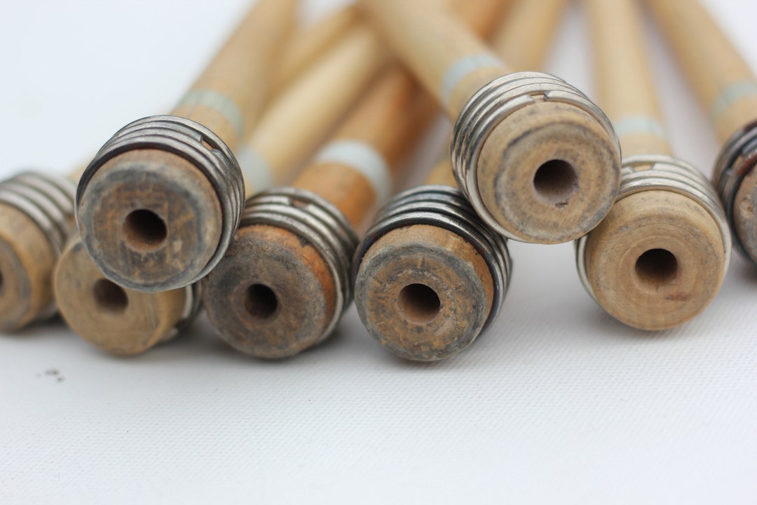 Vintage Wooden Weaving Shuttle Pirn Quill Bobbins, Solid Beech Wood, From Scottish Weaving Mill