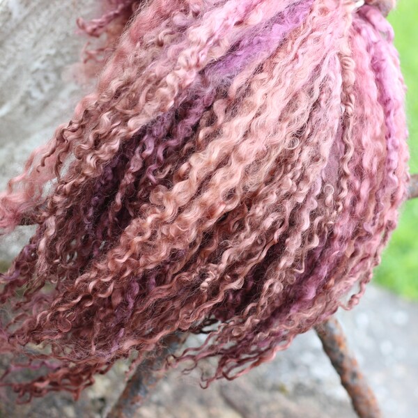 Woad seed, Madder, Logwood, dyed prizewinning 10"-14" Teeswater locks, 10g packs, all natural plant dye, purple aubergine