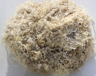 50g Handspun Wensleydale LAMB lock yarn, super fine soft and glossy, ivory white, from 8month old lamb, apx 50g / 7meters