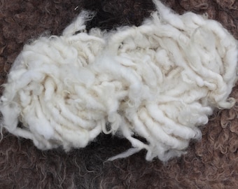 120g Handspun Whitefaced Woodland lock yarn, bulky ivory natural rustic yarn apx. 15 yards