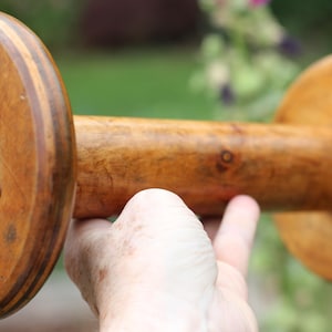 Vintage antique wooden weaving mill spinning bobbins, original unpainted, large 10&quot; x 5&quot;, Cleaned, vegan-waxed and buffed to lovely sheen.