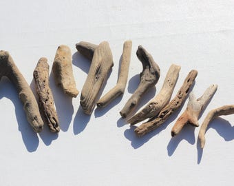10 x Driftwood pieces, apx 4" - 5.5", Scottish wave tumbled reclaimed wood (lot 3a)