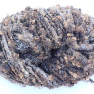 Handspun Ryeland bulky corespun natural undyed raw fleece artisan yarn, grey & brown, sun bleached tips, apx. 5 yds per 25g (#30)