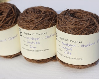 Handspun Shetland moorit undyed yarn single, British grown, navajo type tapestry or rug weaving singles, 25grams