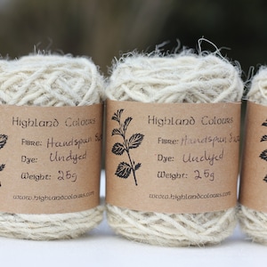 Handspun Swaledale British grown, undyed natural heathered grey - ivory, tapestry or rug weaving yarn, 25g pull-balls